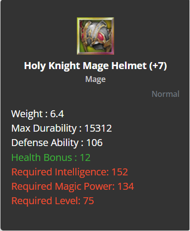 Holy Knight Mage Helmet +7
