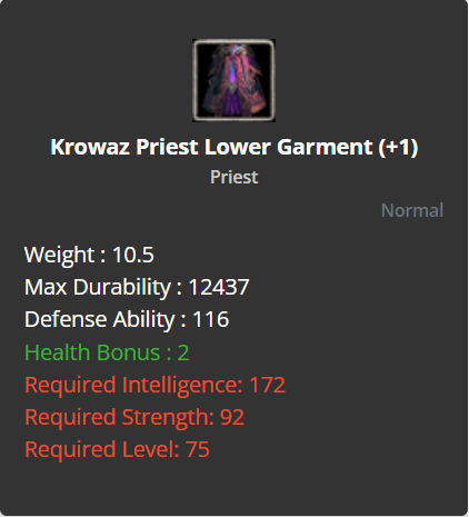 Krowaz Priest Lower Garment +1