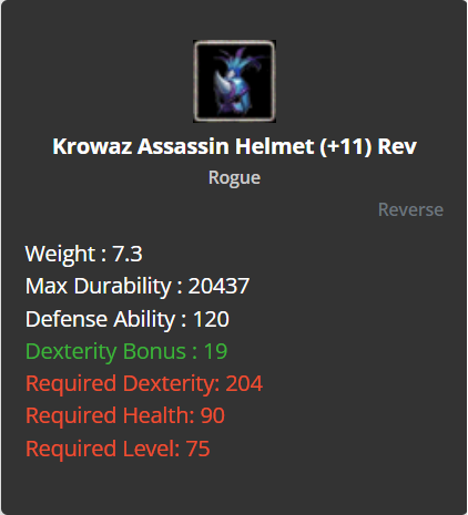 Krowaz Assassin Helmet +11 (Reverse)